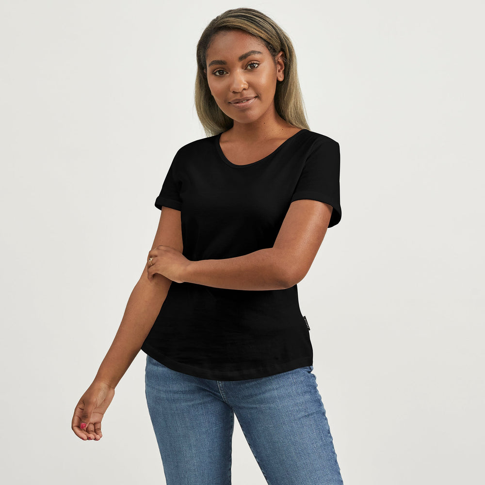 Women's Half-Scoop Rolled Sleeve Tee