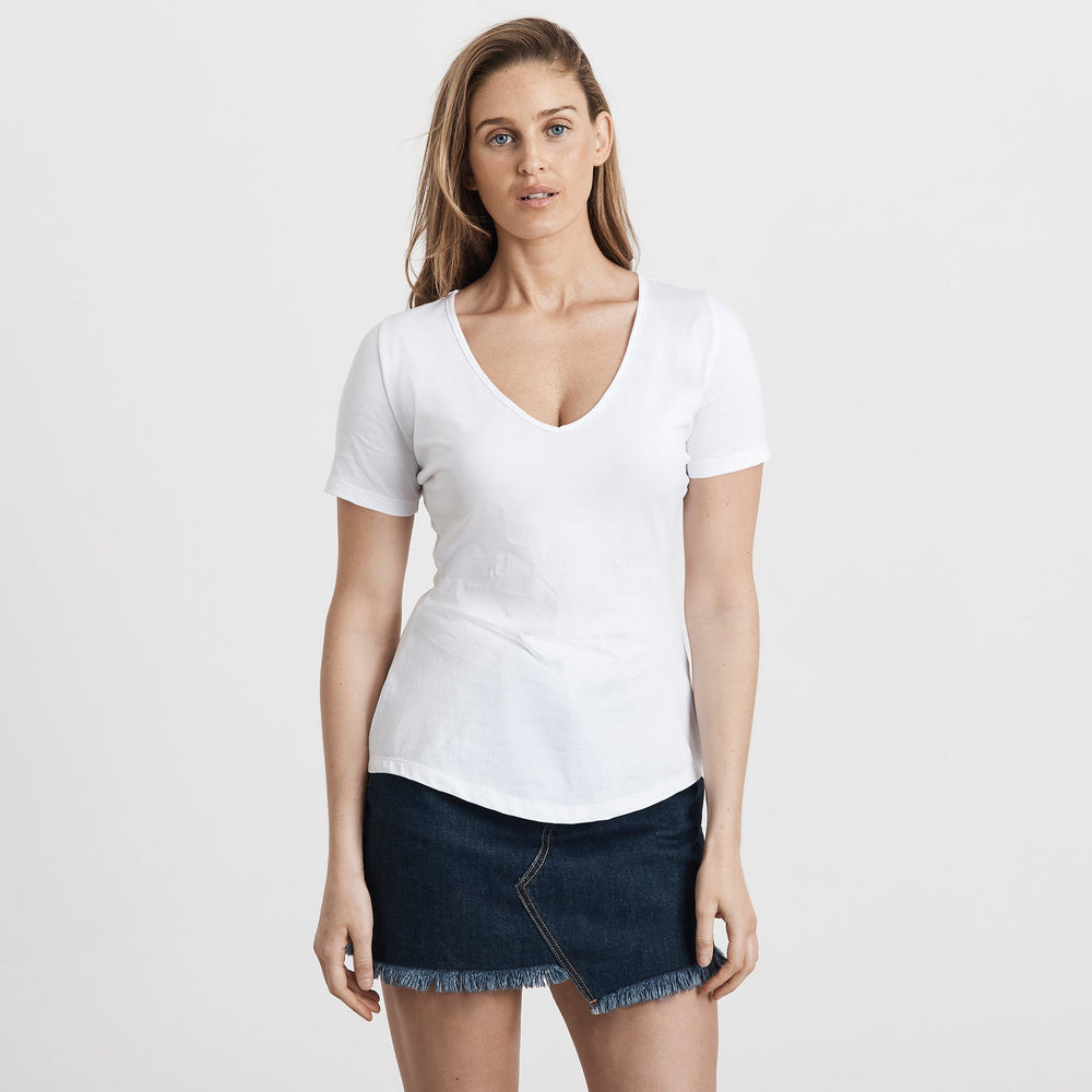 Women's Cotton Deep V-Neck Tee