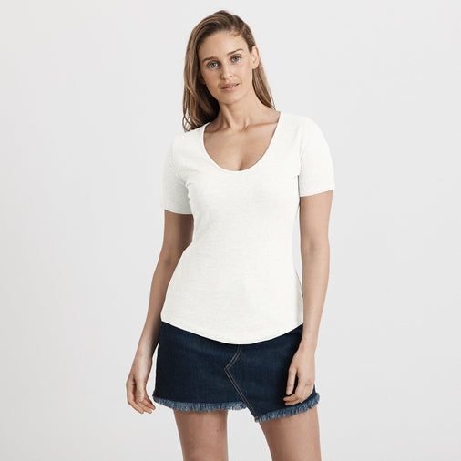Women's Cotton Short Deep Scoop Tee